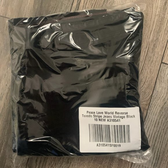 NWT PEACE LOVE WORLD REVERSE TUXEDO STRIPE VINTAGE‎ BLACK JEANS 6 - Picture 13 of 14